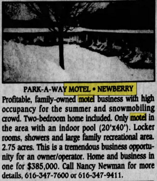 Park-A-Way Motel - Feb 1997 Ad